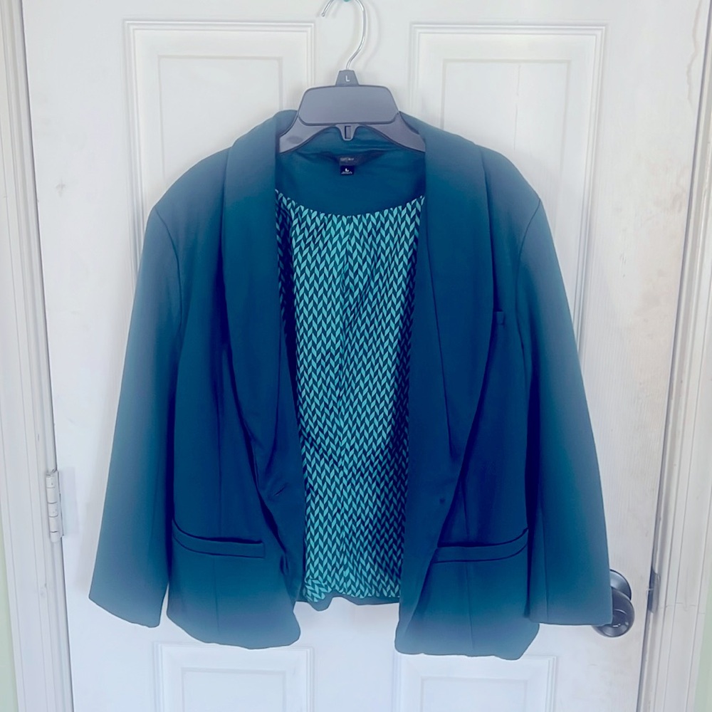 dark teal suit blazer - Size L - 3/4 inch sleeves